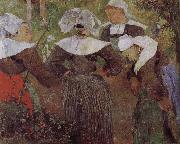 Paul Gauguin Four women dancing Brittany oil painting artist